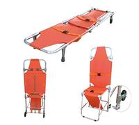 AYCDL Emergency Rescue Stretcher Aluminum Folding Chair Stretcher Ambulance Firefighter Evacuation Stair Chair with 2 Support Feet and 2 Guide Wheels Easy to Transfer on The Ground
