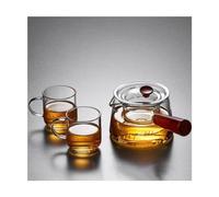 AYCDL Exquisite Large Capacity Side Handle teapot with Cover Glass teapot with Removable Filter Home Tea Kettle and Cup Set Practical,Type B-600ml-One Size