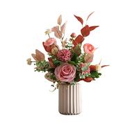 AYCDL Fake Artificial Flowers Silk Cloth With Ceramic Vase Bouquet Set For Home Wedding Decor Flower Arrangements,A-A