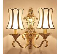 AYCDL Fashion Double-Headed Copper Led Light Source Living Room Wall Lamp 2 Packs Indoor Aisle Corridor Single Double Wall Lamp Creative European Retro Lighting Area,Double Head-1 pack