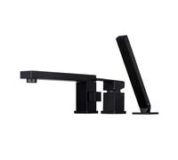 AYCDL Faucet, Gold Brush Bathtub Faucet Mixer with Hand Shower Double Function Bathtub Faucet Set Deck Mounted Bath Shower Tap,Black-3PCS