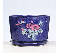 AYCDL Flower Pots, Chinese Art Flower Pots with Chassis, Mini Ceramic Planters for Succuelnt and Little Snake Plants Outdoor Garden Plant Containers Succulent,D-24.3CM