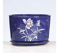 AYCDL Flower Pots, Chinese Art Flower Pots with Chassis, Mini Ceramic Planters for Succuelnt and Little Snake Plants Outdoor Garden Plant Containers Succulent,B-24.3CM