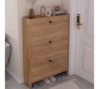 AYCDL Foldable Shoe Cabinet with Drawers Solid Wood Shoe Storage Adjustable Shelves Independent Entryway Compact & Stylish Design for Home.,A-90cm