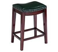 AYCDL Footstool Bar Stool Wooden Backless Bar Chair Counter Stool Kitchen Stool Modern Padded PU Leather Modern Kitchen Stool Dining Chair With Wooden Base For The Ho,/Green-55CM