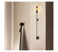 AYCDL Gold Black Copper Wall Lamp Clear Gray Glass Foyer Room Stairs Aisle Dining Sconce,Wall Light,Black-Cool White