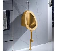 AYCDL High Efficiency 304 Stainless Steel Wall Mounted Men's Urinal with HandPress Flush Valve Commercial Flush Toilet for blic Restrooms Durable,Gold-Ground ROW