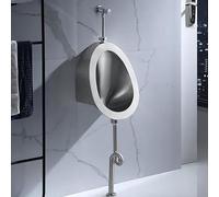 AYCDL High Efficiency 304 Stainless Steel Wall Mounted Men's Urinal with HandPress Flush Valve Commercial Flush Toilet for blic Restrooms Durable,Silver-Ground ROW