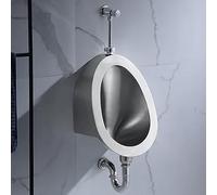 AYCDL High Efficiency 304 Stainless Steel Wall Mounted Men's Urinal with HandPress Flush Valve Commercial Flush Toilet for blic Restrooms Durable,Silver-Wall ROW