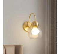 AYCDL Home Decoration All Copper Wall Lamp Postmodern Living Room Sofa Background Minimalist Hallway Bedroom Bedside,Wall Light,3 changeable-Gold 28cm