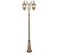 AYCDL Ip55 Waterproof Street Light E27 Aluminium Outdoor Lamp Glass Lampshade Garden Lamp Double-Head Design Post Light Bronze Light Fixtures,One Color-Height 3: 240cm