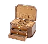 AYCDL Jewellery Box Jewellery Box Jewellery Organiser Large Jewel Case With 2 Drawers Vintage Jewelry Box Ring Necklace And Earring Organizer，A-28 * 19 * 15cm