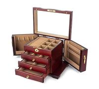 AYCDL Jewellery Box Jewelry Organizer Multi-layer Jewelry Box Wooden Makeup Organizer Large Jewelry Organizer With Mirror And Lock Jewellery Storage Case for Earring Necklace Rings ,B-28 * 19 * 20cm