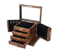 AYCDL Jewellery Box Jewelry Organizer Multi-layer Jewelry Box Wooden Makeup Organizer Large Jewelry Organizer With Mirror And Lock Jewellery Storage Case for Earring Necklace Rings ,C-28 * 19 * 20cm