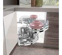 AYCDL Kitchen Cabinet Blind Corner Pullout Organizer, 2 Tiers Swing Tray, Kitchen Corner Carousel for 900-1000mm Cabinet, Soft Close Handed Open