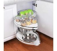 AYCDL Kitchen Cabinet Blind Corner Pullout Organizer,Soft Close Handed Open, Each Tray Swing Independently, for 900mm, Stainless Steel Double Layer Dish Rac,Left Open