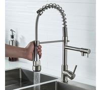 AYCDL Kitchen Faucet Pull Down Sprayer Tap Single Handle Brass Sink Mixer with Hot & Cold 1 Hole Black & Rose Gold Finish Modern Kitchen Sink Faucet,Noir + Or Rose,Brossé