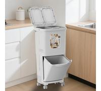 AYCDL Large Capacity Kitchen Trash Can with Lid - Three Compartment Design for Wet and Dry Waste Separation - Rolling Mobility for Easy Use,Triple