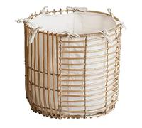AYCDL Laundry Hamper Hand Woven Laundry Basket, Boho Wicker Baskets Hamper With Handle, Dirty Clothes Storage Storage Basket Home Organizer,A-38 * 38cm
