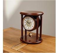 AYCDL Mantel Clock Battery Operated Pendulum Fireplace Arabic Numerals Dial Table Clocks European Retro Wooden,