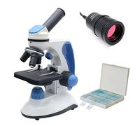 AYCDL Microscope Accessories Kit 40X-2000X Student Biological Microscope, 2.0MP USB Camera, LED Digital Microscope, 100 Pcs Microscope Prepared Slides Microscope Slid,Type 3