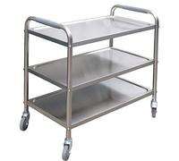 AYCDL Multifunctional Service Trolley for Hotel & Garage, 3-Layer Heavy Duty Cart with 360° Rotating Wheels, Large Capacity, Stainless Steel - 80x40x92cm,Silver-90X50X92Cm