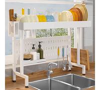 AYCDL Over The Sink Dish Drying Rack, Space Saving Dish Rack Large Dish Rack for Kitchen Counter Organizer Multifunctional Kitchen Dish Drying Rack,Bianco-49X26X21CM,Bianco-49X26X21CM