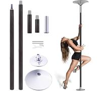 AYCDL Pole Dancing Pole for Home Dance Pole Pink/Black Silicone Dance Pole for Home Apartments, Adjustable Height Strip Pole for 2.7m 2.8m 3m 3.3m High Ceilings 45mm,Black-3.1M-3.3M/10ft-10.6ft