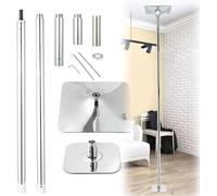 AYCDL Pole Dancing Pole for Home Static Dancing Pole Portable Removable Pole, 2.3m-3.8m Adjustable Height, Fitness Pole Set for Home Training Club Party, 440lb Weight,Silver-2.7M-2.9M/9ft-9.4ft