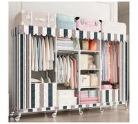 AYCDL Portable 360° Rolling Fabric Wardrobe 170cm Clothes Rack with 2 Hanging Bars & 6 Storage Compartments Ideal for Bedroom nization,D-200x45x170cm