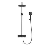 AYCDL Rain Shower System 8 Inch Shower Faucet Set Complete Wall Mounted Shower Combo Set Brass Rain Mixer Shower with Tub Spout, 3 Mode Handheld Shower, Shower Head,B,Black
