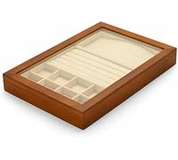 AYCDL Ring Box Layer Jewelry Storage Box With Necklace Hook Earrings Ring Bracelet Storage Case Solid Wood Organizer Jewelry Box Ring Boxes For Jewellery Box,One Color-Dark Gray ,One Color-Beige A