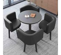 AYCDL Round Dining Table Set with 4 Chairs - Modern Meeting Table for Office Reception Dining Room Café & Small Spaces,One Color-Black a
