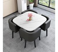 AYCDL Round Dining Table Set with 4 Leatherette Chairs Ideal for Office Conference Rooms Kitchen or Coffee Areas Stylish and Functional Furniture Combinatio,Quadratisch-schwarz