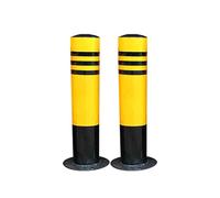 AYCDL Safety Bollard Steel Bollards, with Anchor Bolts Parking Barrier Bollard Post with Reflective Tape, Yellow Traffic Barriers for Driveways, Parking Lots, and Sen,2pcs-yellow