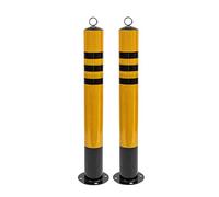 AYCDL Safety Bollard Yellow Safety Steel Bollard Post, with Anchor Bolts Parking Barrier Bollard Post with Reflective Tape, for Driveways/Parking Lots/Sensitive Areas,2pcs