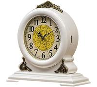 AYCDL Silent Quality European Mute Precision Wooden Fireplace Battery Powered Metal Watch Frame Clock Carved Mantle Clock Table Clock Ornaments