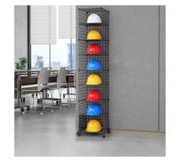 AYCDL Stackable Safety Helmet Storage Boxes,Large Adjustable Hard Hat Placement Organizer Rack with Wheels,Construction Sites/Workshop/Retail Store Helmet Display She,8 Grids 1