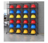 AYCDL Stackable Safety Helmet Storage Boxes,Large Adjustable Hard Hat Placement Organizer Rack with Wheels,Construction Sites/Workshop/Retail Store Helmet Display She,24 Grids