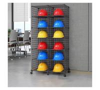 AYCDL Stackable Safety Helmet Storage Boxes,Large Adjustable Hard Hat Placement Organizer Rack with Wheels,Construction Sites/Workshop/Retail Store Helmet Display She,12 Grids