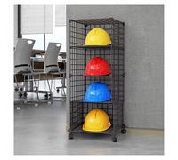 AYCDL Stackable Safety Helmet Storage Boxes,Large Adjustable Hard Hat Placement Organizer Rack with Wheels,Construction Sites/Workshop/Retail Store Helmet Display She,4 Grids