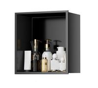 AYCDL Stainless Steel 304 Shower Wall-Mounted Shower nizer No Tiles Needed Single Shelf Bathroom Storage Versatile Black Design for Various Scenarios,Nero