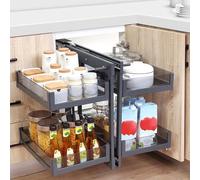 AYCDL Stainless Steel Kitchen Cabinet nizer, 2-Tier Pull-Out Shelf with Swing Tray, Ideal for Blind Corner Cabinets, Space-Saving Storage Solution.,Left Door-67x42x60cm