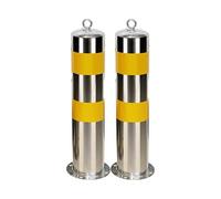 AYCDL Stainless Steel Safety Bollard Parking Post, Safety Barrier Bollard for Driveways, with Anchor Bolts & Yellow Reflective Tape, for Traffic Control/Parking Pole,2pcs
