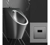 AYCDL Stainless Steel Urinal for Men, Intelligent Flushing Wall Mounted Urinals, Automatic Sensor, Spill-Proof Water Saving Design for Hotel Bar C,Black + Stainless Steel Sensor-Standard 50x36x59cm