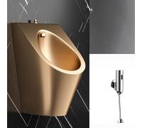 AYCDL Stainless Steel Urinal for Men, Intelligent Flushing Wall Mounted Urinals, Automatic Sensor, Spill-Proof Water Saving Design for Hotel Bar C,Rose Gold + Copper Sensor-Standard 50x36x59cm