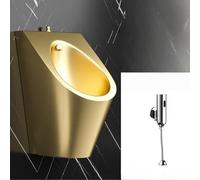 AYCDL Stainless Steel Urinal for Men, Intelligent Flushing Wall Mounted Urinals, Automatic Sensor, Spill-Proof Water Saving Design for Hotel Bar C,Gold + Copper Sensor-Standard 50x36x59cm