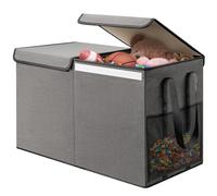 AYCDL Toy Storage Box For Playroom Collapsible Toy Box Large Storage Organizer With Two Mesh Pockets For Playroom Bedroom Living Room Organization Toy Chest Organiser,Grey-65 * 33 * 42cm