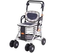 AYCDL Walkers for Seniors Walking Frame Folding Four-Wheel Roller Walker with Padded Seat, Height-Adjustable Mobility Walking Aid rollator Walker, Durable Mobility Ai