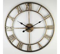 AYCDL Wall Clock Art Clock Large Wall Clock, Vintage Clock with Large Roman Numerals, Indoor Silent Battery Operated Kitchen Wall Clock for Home, Bedroom, Living Room, Kitchen,Gold-40cm